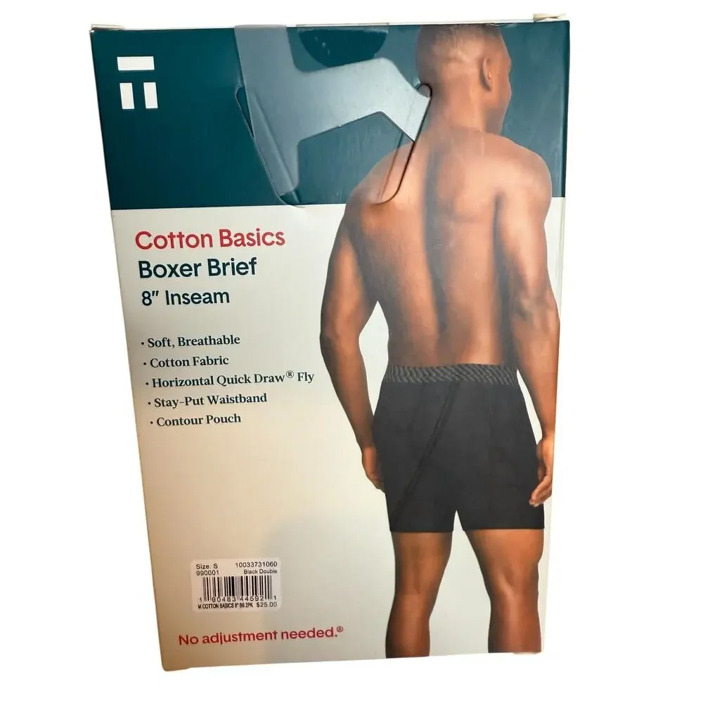 Tommy John Cotton Basics Boxer Brief Two Pack Black S